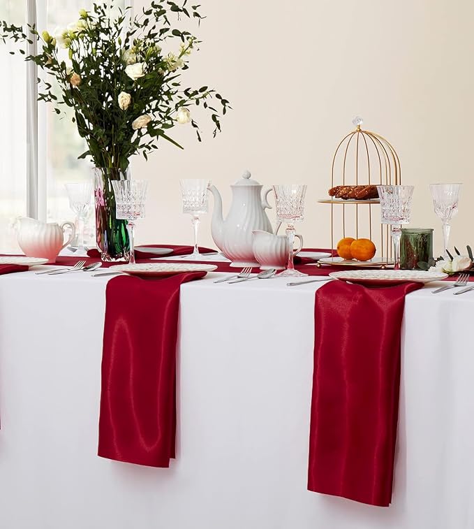 MDS® Pack of 100 Satin Napkins 12 x 12 Inch, Soft Silky Reusable Cloth Dinner Table Napkins for Wedding Décor, Reception, Birthday, Parties, Banquets, Catering, Restaurants & Hotel - Maroon - Image 5