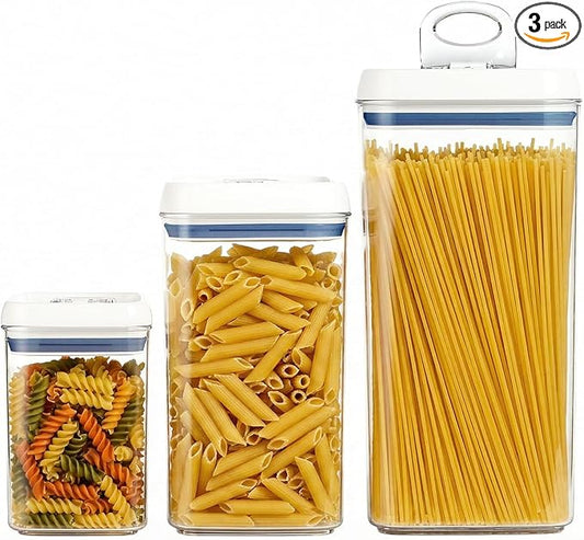 Felli Flip Tite Acrylic Food Storage Container with Lid 6” XL Air Tight Ring Seal Flip Lock, Plastic Kitchen Baking Canister for 5 lb Flour Sugar Rice Protein Powder Pantry Organizer (Nest-L) by Felli