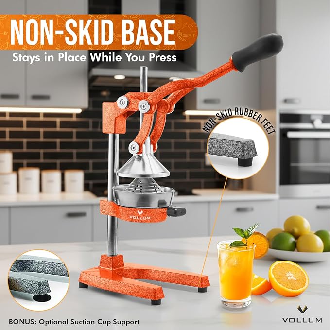 Manual Fruit Juicer - Commercial Grade Home Citrus Lever Squeezer for Oranges, Lemons, Limes, Grapefruits and More - Stain. | Heavy-duty stainless steel press handles lemons, limes, and grapefruits. Easy-squeeze lever arm suits home or commercial use. - Image 4