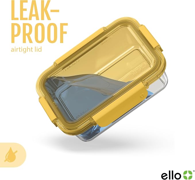 Ello Color Lock Glass Meal Prep Sets Leak-Proof Glass Food Storage Containers with Airtight BPA-Free Plastic Lids, Dishwasher, Microwave, and Freezer Safe - Image 4