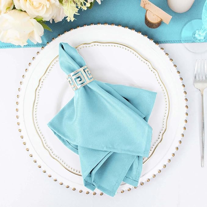 Efavormart Premium Cloth Napkins Set of 5, 17x17 Inch Light Blue Seamless Dinner Napkins, Washable Linen Table Napkin Cloth with Hemmed Edges for Weddings, Party and Banquet - Image 6