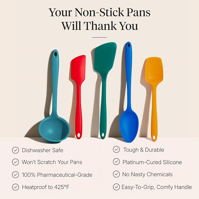 GIR: Get It Right 5-Piece Silicone Ultimate Kitchen Utensils Set - Ladle, Spatula, Flip, Spoon & Spoonula - Non-Toxic Cooking Utensils for Nonstick Cookware, Cooking and Baking - Madrid - Image 4