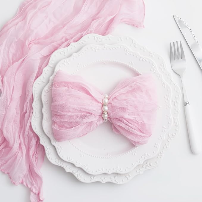 100 Pack Light Pink Cloth Napkins 21x21 Inches Light Pink Cheesecloth Napkins Set of 100 Washable Dinner Table Napkins for Wedding Summer Bridal Baby Shower Rustic Boho Cotton Gauze Party Table Decor - Image 4
