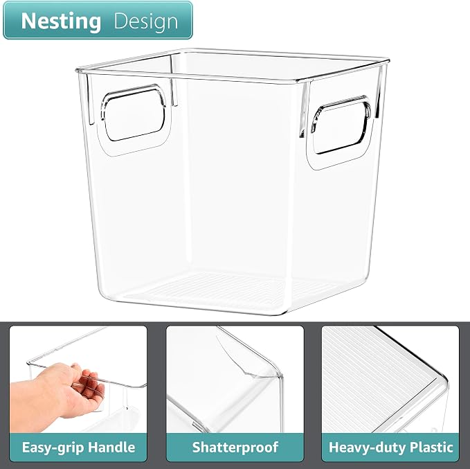 Sorbus 2 Pack Small Clear Plastic Storage Bins, Clear Organizer Bins with Handle for Kitchen, Pantry, Cabinet, Refrigerator, Craft, Toys, Clothes, Closet, Under Sink, Bathroom Organizers and Storage - Image 5
