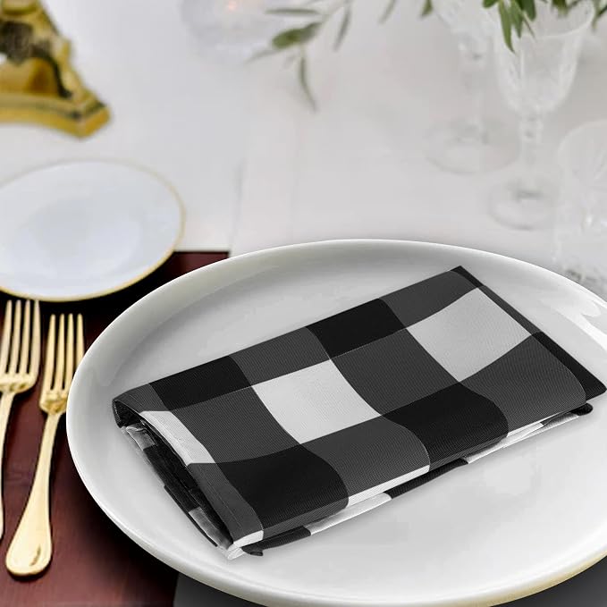 Buffalo Plaid Table Napkins Set of 100 Checkered Cloth Napkins 17x17 inch Washable Dinner Gingham Pattern Napkins Soft Napkins for Wedding Party Dining Banquet(Black and White) - Image 5