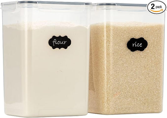 Chef's Path Airtight Food Storage Containers with Measuring Cups, Set of 2, 9.5L, 320Oz, Spacious, Leakproof Design Pantry Canisters for Flour, Sugar, and Bulk Food Storage - Transparent by ChefsPath