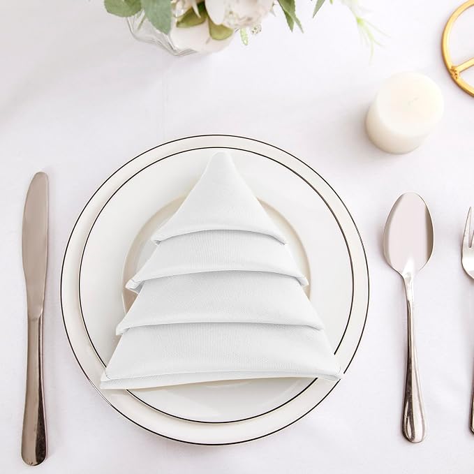 Bailarina Cloth Napkins Set of 80,17x17 inches Dinner Napkins Cloth Washable,Polyester Square Table Cloth Napkin Bulk with Hemmed Edges Ideal for Banquets, Parties and Weddings-White - Image 3