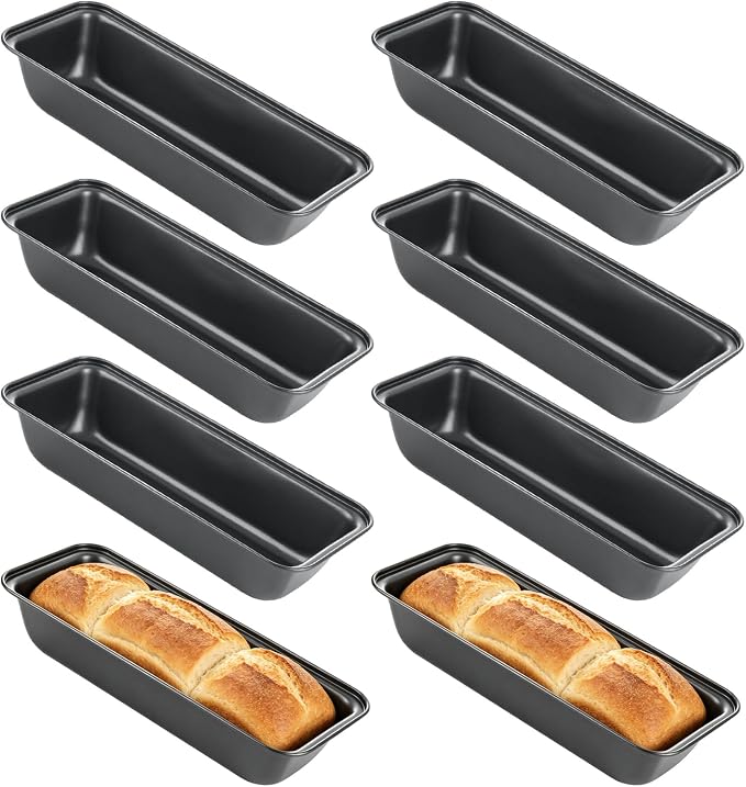 8 PCS 13" x 5" Carbon Steel Long Bread Loaf Pans for Baking Bread Black Extra Large Bread Pans for Homemade Bread Nonstick Bread Tins for Baking Rectangle Cake Pan for Oven Baking by LOPYXBR