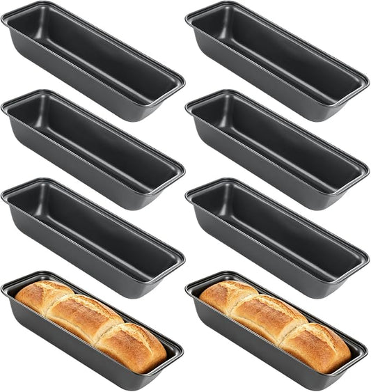 8 PCS 13" x 5" Carbon Steel Long Bread Loaf Pans for Baking Bread Black Extra Large Bread Pans for Homemade Bread Nonstick Bread Tins for Baking Rectangle Cake Pan for Oven Baking by LOPYXBR