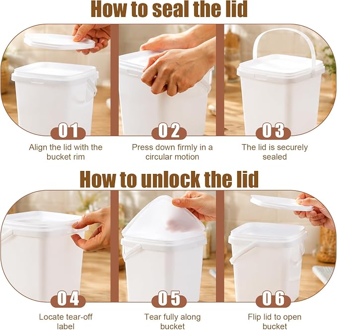 36 Pack 68 oz Ice Cream Buckets with Lids and Handles Food Grade Ice Cream Storage Containers White Reusable Plastic Stackable Tub with Airtight Seal for Commercial Kitchen Fruit Liquid Deli - Image 4