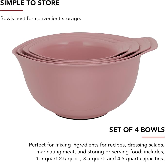 KitchenAid Universal Nesting Plastic Mixing Bowls, Set of 4, 1.5 quart, 2.5 quart, 3.5 quart, 4.5 quart - Image 3