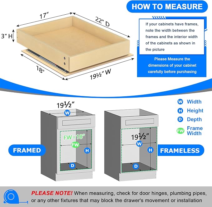 WelFurGeer Soft Close Pull Out Cabinet Organizer, 17" W x 22" D Pull Out Drawers for Cabinets, Space-Saving Cabinet Organizer with Easy Installation, Durable Pullout Drawers for Home & Kitchen - Image 3
