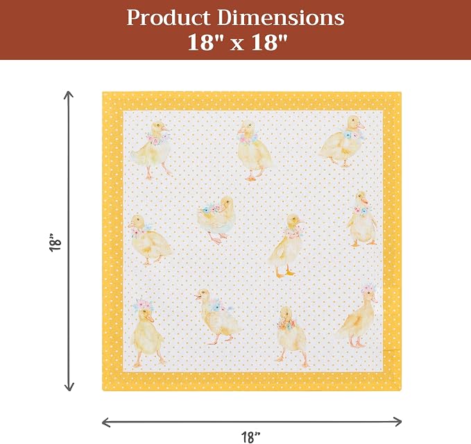 Maison d' Hermine Cloth Napkins Set of 4 Reusable 100% Cotton (18" x 18") | Everyday Square Napkins Cloth Washable Dinner Party Wedding Restaurant Hotel Kitchen Spring Summer - Ducklings In Spring - Image 7