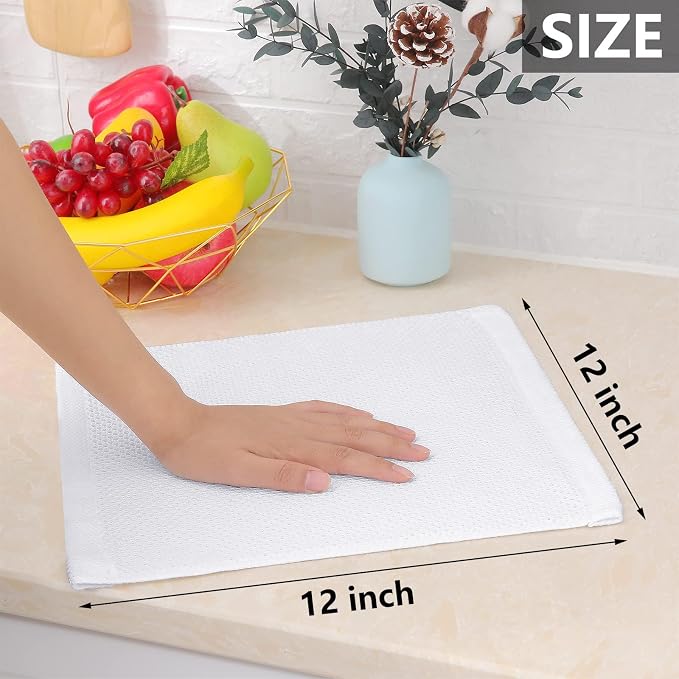 Homaxy 100% Cotton Waffle Weave Kitchen Dish Cloths, 9-Pack, White | Ultra Soft Absorbent Dish Towels, Quick Drying Dish Rags with Hanging Loop, 12 x 12 Inches - Image 5