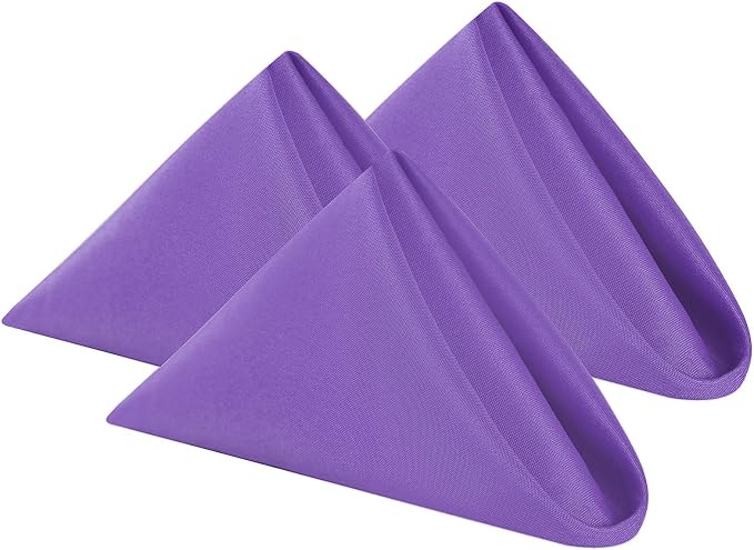 Cloth Napkins 17x17 inch Washable Polyester Dinner Napkins Soft Table Napkins for Wedding Party Dining Banquet(Purple,25PCS) by Cupuamon