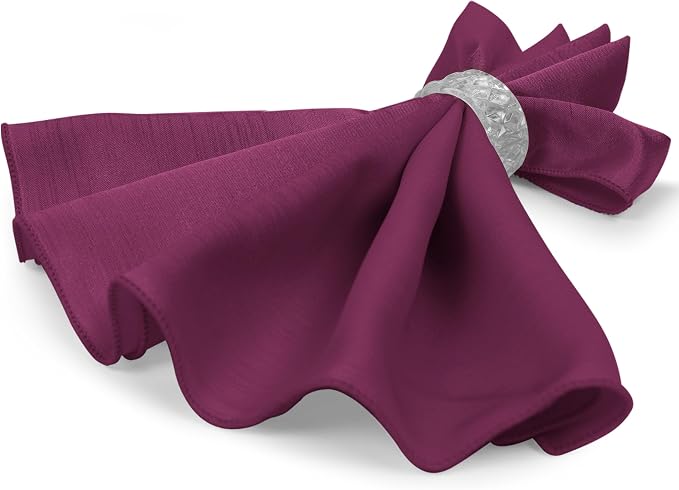 17 x 17-Inch Shantung Satin Cloth Napkins, Plum, Set of 24 - Image 7