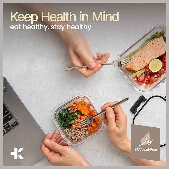 Bakken Borosilicate Glass Food Storage Containers with Lids 24 Pieces, BPA-Free Stackable Lunch & Leftover Containers, Microwave, Freezer & Dishwasher Safe, 100% Airtight Leak-Proof, Black - Image 3