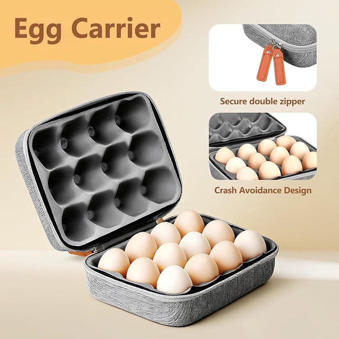Outdoor Egg Containers For Camping, 12 Slots Reusable Egg Holder With Handle, Shockproof Storage Carrier Tray For Party Picnic Travel, Portable Egg Protection Holder Protection Box - Image 4