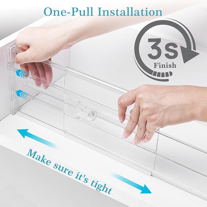 Vtopmart 6 Pack 6" Tall Upgrade Drawer Dividers for Big and Deep Drawer, 12.8"-22.3" Adjustable Expandable Dresser Drawer Organizer, Clear Plastic Separators for Dresser, Baby Supplies, Kitchenware - Image 6