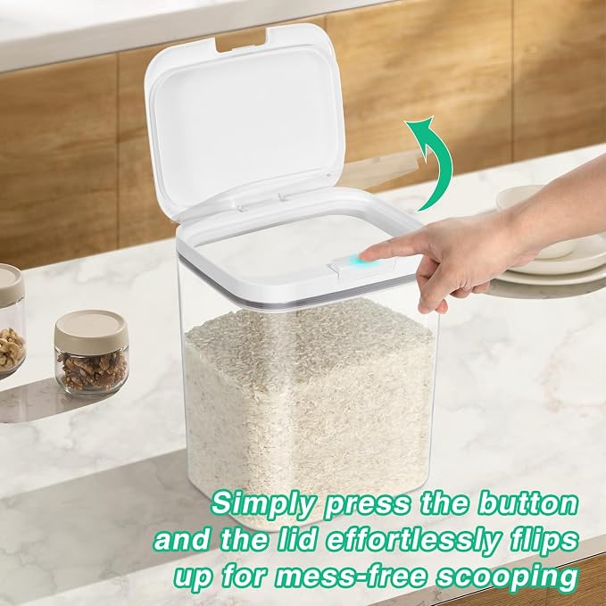 2 Pack Flour Sugar Storage Containers with Pop-to-Flip Lid 2.9 Qt + 4.75 Qt | Airtight Rice Container BPA Free Dog Food Holder Dog Treat Storage Kitchen Organizers - Image 3