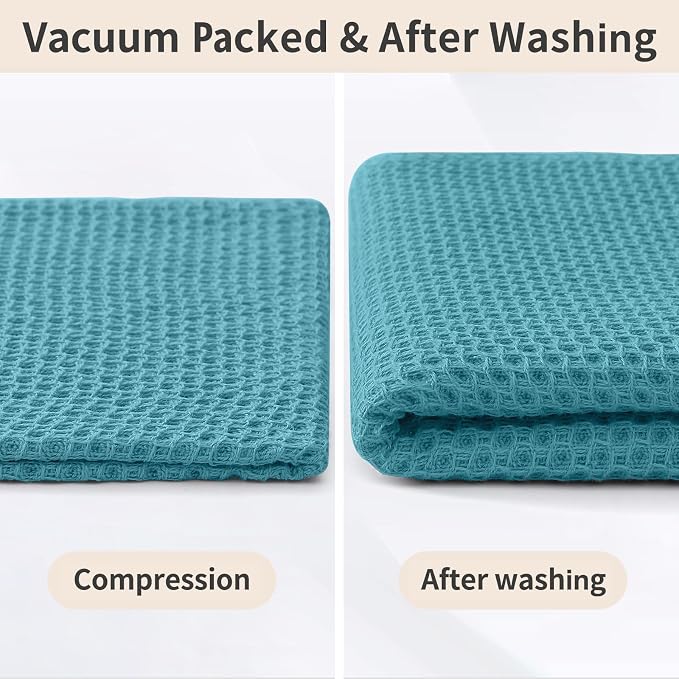Homaxy 100% Cotton Waffle Weave Kitchen Towels, 15-Pack, Lake Blue | Ultra Soft Absorbent Dish Towels, Quick Drying Cleaning Towels, 13 x 28 Inches - Image 7