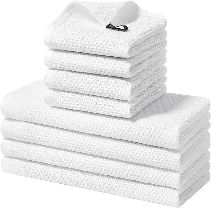 Homaxy 8 Pack 100% Cotton Kitchen Towels and Dishcloths Set, White | 12 x 12 Inches and 13 x 28 Inches Kitchen Towels Set, Ultra Soft Absorbent Dish Cloths for Washing Dishes by Homaxy