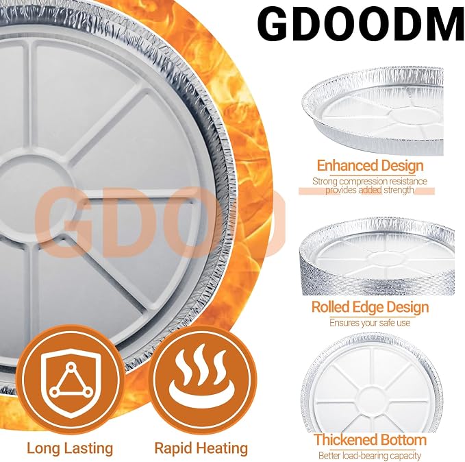 50 Pack 12 Inch Disposable Pizza Pans, Aluminum Pizza Pans, Round Pizza Pan Foil Focaccia Pan, Chocolate Cookies Cake Tin, Serving Platter Tray, Freezer & Oven Safe - Image 3