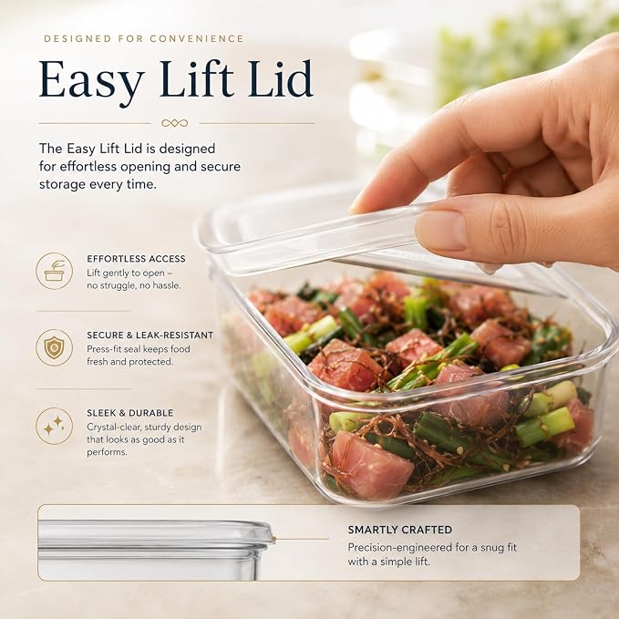 Lustroware Micro Clear Transparent Food Storage Containers with Lids – BPA-Free, Shatterproof, Dishwasher & Microwave Safe, 21oz Stackable Refrigerator Organizer Bins, Made in Japan, Set of 12 - Image 6