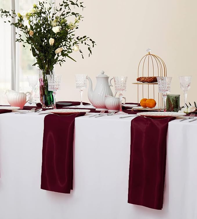 MDS® Pack of 50 Satin Napkins 12 x 12 Inch, Soft Silky Reusable Cloth Dinner Table Napkins for Wedding Décor, Reception, Birthday, Parties, Banquets, Catering, Restaurants & Hotel - Burgundy - Image 5