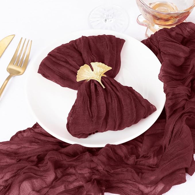 DeZerlor Burgundy Washable Cheesecloth Napkins Set of 50 for Wedding Party | Reusable Cloth Napkins Bulk, for Bridal Baby Shower Dinner Cocktail Birthday Home, 21x21 Inches - Image 3