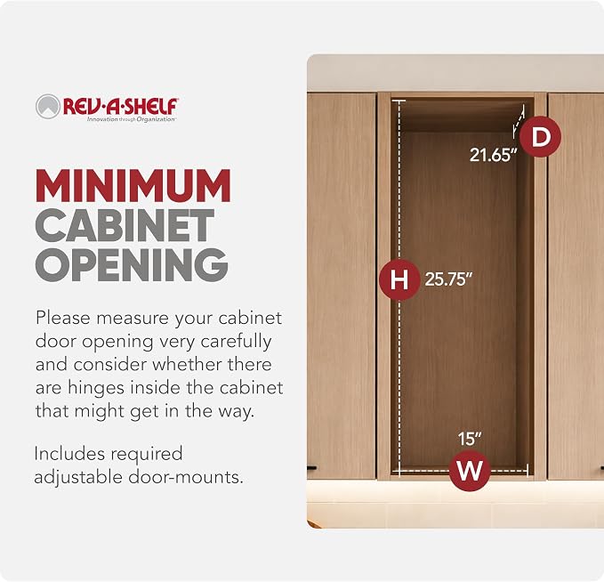 Rev-A-Shelf Maple Pullout Organizer w/ BLUM Soft-Close for Base Cabinets, Full Extension Slides & Adjustable Shelves, Min Opening Width of 14.5", 448-BCSC-14C - Image 3