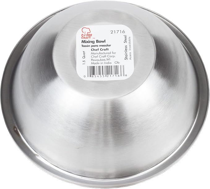 Chef Craft Brushed Mixing Bowl, 1.5-Quart, Stainless Steel - Image 2