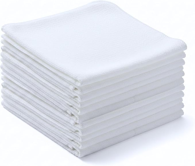 Flour Sack Shop Towels, White Cotton Cleaning Towels 14" x 12", Pack of 12 Reusable Absorbent Towels for Garage, Automotive, Workshop, Kitchen Cleaning, Polishing, Dusting & Multi-Purpose Use by LITOLinenandTowel