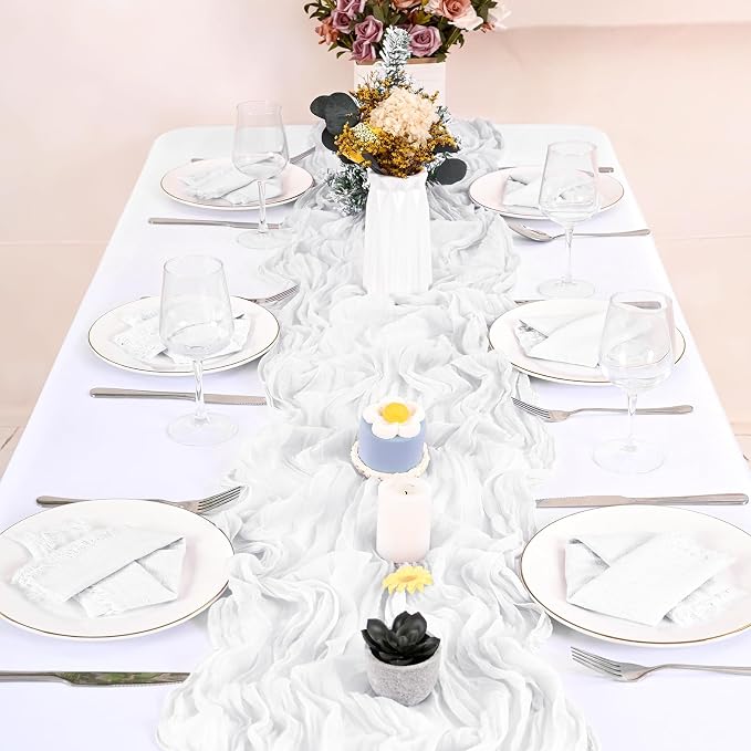 36 Pack White Cloth Napkins, 12 x 12 Inch Cotton with Fringe Settings | Handmade washable reusable cotton dinner napkins in bulk for weddings, parties, rustic boho table settings - Image 6
