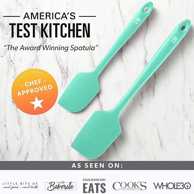 DI ORO Silicone Spatula Set - Rubber Kitchen Spatulas for Baking, Cooking, & Mixing - 600°F Heat-Resistant & BPA Free Silicone Scraper Spatulas for Nonstick Cookware - Dishwasher Safe (5pc, Mint) - Image 7