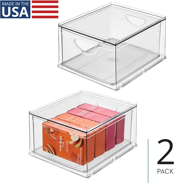 iDesign Stackable Storage Drawer, Set of 2, Clear | For Fridge, Pantry, or Under Sinks, Made in USA - Image 4
