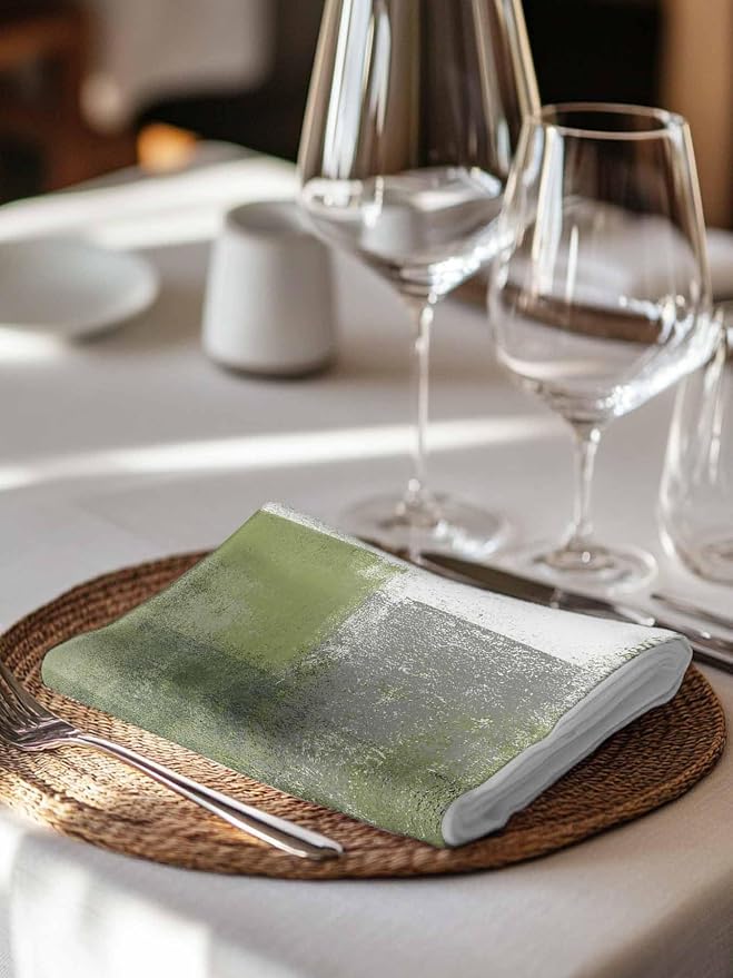 Sage Green Ombre Paint Cloth Napkins Washable Set of 6, 20 x 20 Inch Reusable Vintage Shabby Abstract Art Dinner Table Napkins Cloth Bulk for Weddings Kitchen Restaurants Hotel Events Parties - Image 7