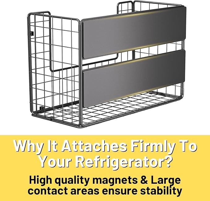 Magnetic Shelf for Fridge , Fruit Potato & Onion Storage Bins, Pantry Organizers & Storage, Large Container Magnetic Basket for Refrigerator, Kitchen Counter, Cabinet, Magnetic Fridge Organizer - Image 3