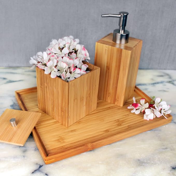BambooMN Organic Bamboo Serving Tray, Vanity, Appetizers, Snacks, Desserts, Charcuterie Boards, 17"x13"x0.75" - 3 Trays - Image 7
