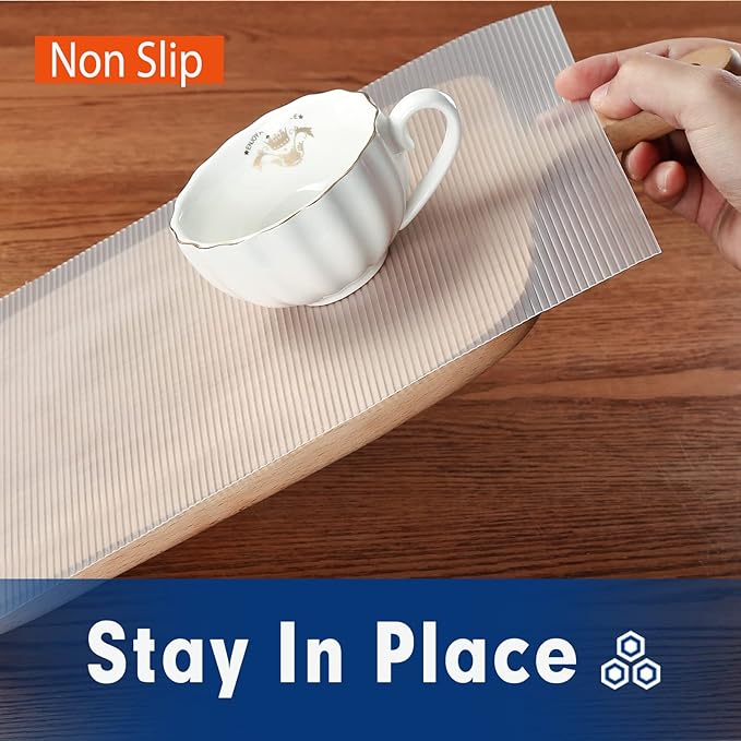 Shelf Liner, Drawer Liner, 2 Rolls x 12 Inches x 20 FT Cabinet Liner for Kitchen Cabinets Non-Adhesive Shelf Liners, Waterproof Shelf Paper with Non-Slip, Durable Liners, Clear - Image 2