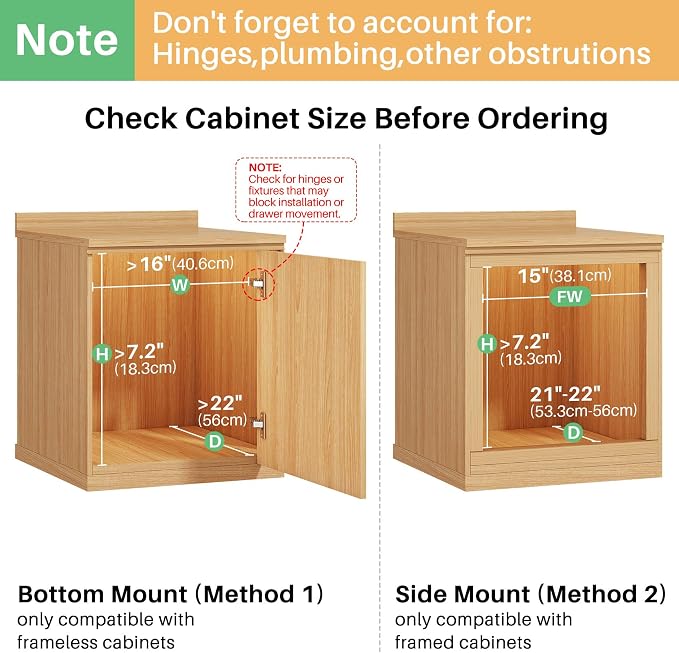 Pull Out Cabinet Organizer, Soft Close Slide Out Solid Wooden Drawers(15"W X 21"D x 6.2''H), Heavy Duty Full-extension Roll Out Shelves for Kitchen Cabinets,Pantry & Closet Organizers and Storage - Image 3