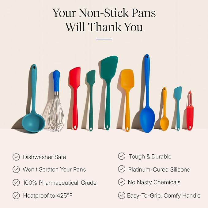 GIR: Get It Right 10-Piece Silicone Ultimate Kitchen Utensil Set – Spatulas, Ladle, Flip, Spoons, Whisk, Peeler & Spoonula – Nonstick, Non-Toxic, Heat-Resistant – Madrid - Image 4