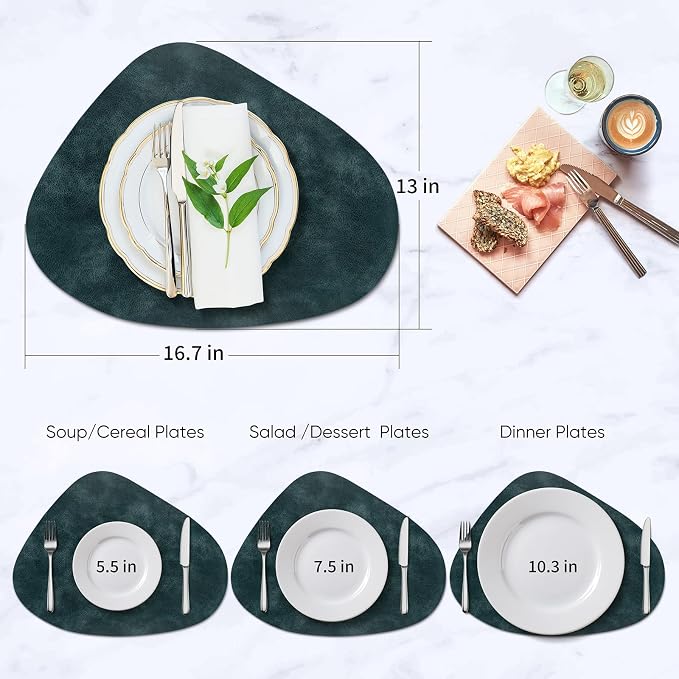 ADRIMER Placemats, Heat Resistant Round Placemats Set of 12 Washable 13 x 17 Inch, Waterproof Table Mats Wipeable for Kitchen, Dining Room Table Christmas Decor, Dark Blue - Image 4