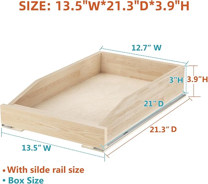 Pull Out Cabinet Drawer 13½” W x 21” D, Soft Close Pull Out Cabinet Organizer, Pull Out Shelves Requires at Least 14½” Cabinet Opening, Bottom Assembly - Image 3