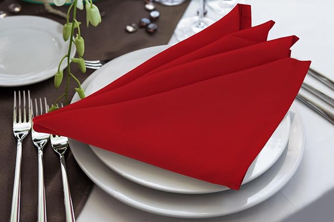 Utopia Home [24 Pack, Red] Cloth Napkins 17x17 Inches, 100% Polyester | Hemmed Edges, Washable and Reusable Ideal for Parties, Weddings and Dinners - Image 2