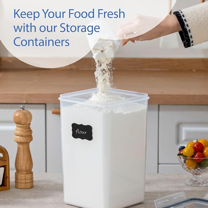 Chef's Path Large Airtight Food Storage Containers with Lids, Pack of 6, 3pcs 6.5L and 3pcs 5.2L, Kitchen and Pantry Canisters for Sugar, Flour, and Baking Supplies - Transparent - Image 8
