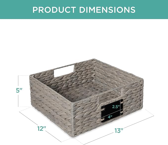Best Choice Products Set of 4 13x12in Water Hyacinth Pantry Baskets, Woven Organizers w/Chalkboard Label, Chalk Marker - Gray - Image 7