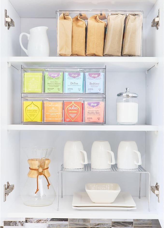 iDesign XL Tea Bag Organizer, Clear, 4-Section | For Counter, Storage Drawer for Cabinet - Image 5