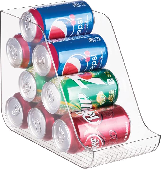 mDesign Can Organisers for Pantries, Fridge Drawers & Fridge Shelves - Kitchen Storage Solutions - for up to 7 Cans of Soda, Food, or Soups - Kitchen Accessories — Pack of 2 - Clear - Image 7