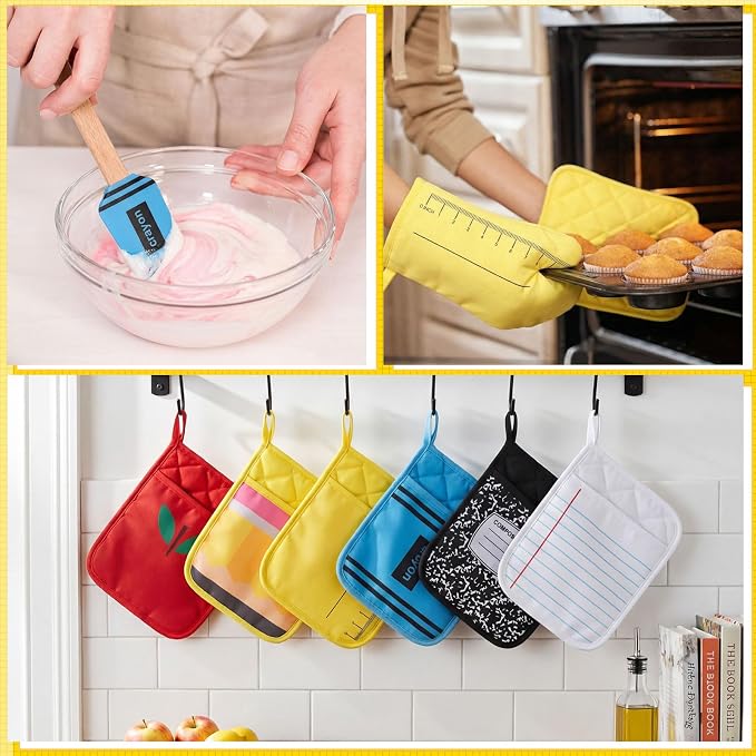 Yaomiao 24 Pcs End of Year Teacher Gifts Appreciation Pot Holders with Silicone Spatula Gifts Set Wooden Handles Pot Holders Thank You Teacher Kitchen Utensils Baking School Party Favor - Image 5